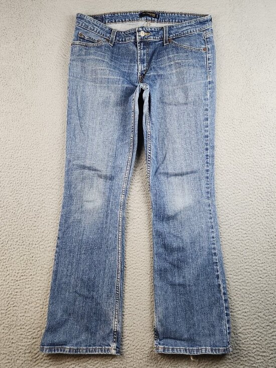 Levi's 518 Superlow Bootcut Jeans Women's 13M Flared Stretch Denim Pants Blue - Picture 1 of 11